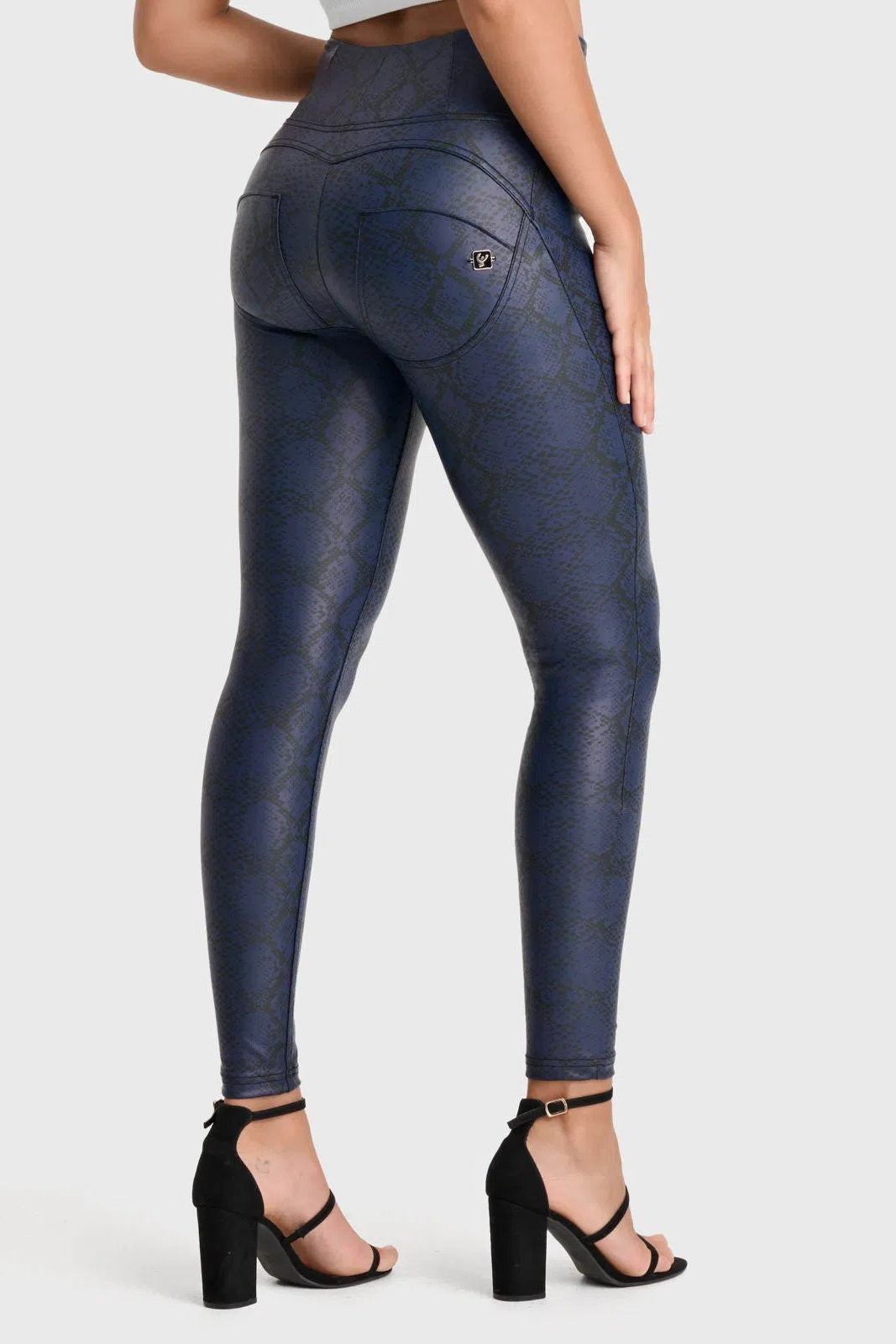 WRUP Python Faux Leather Limited Edition - High Waisted - Full Length - Midnight Blue 1