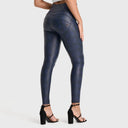 WRUP Python Faux Leather Limited Edition - High Waisted - Full Length - Midnight Blue