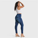WRUP SNUG Curvy Jeans - High Waisted - Full Length - Dark Blue + Blue Stitching