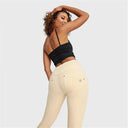 WRUP SNUG Distressed Jeans - High Waisted - 7/8 Length - Beige