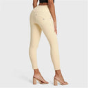 WRUP SNUG Distressed Jeans - High Waisted - 7/8 Length - Beige