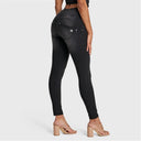 WRUP SNUG Distressed Jeans - High Waisted - 7/8 Length - Black + Black Stitching