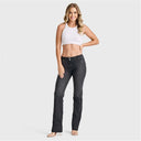 WRUP SNUG Jeans - 2 Button High Waisted - Bootcut - Black + Black Stitching