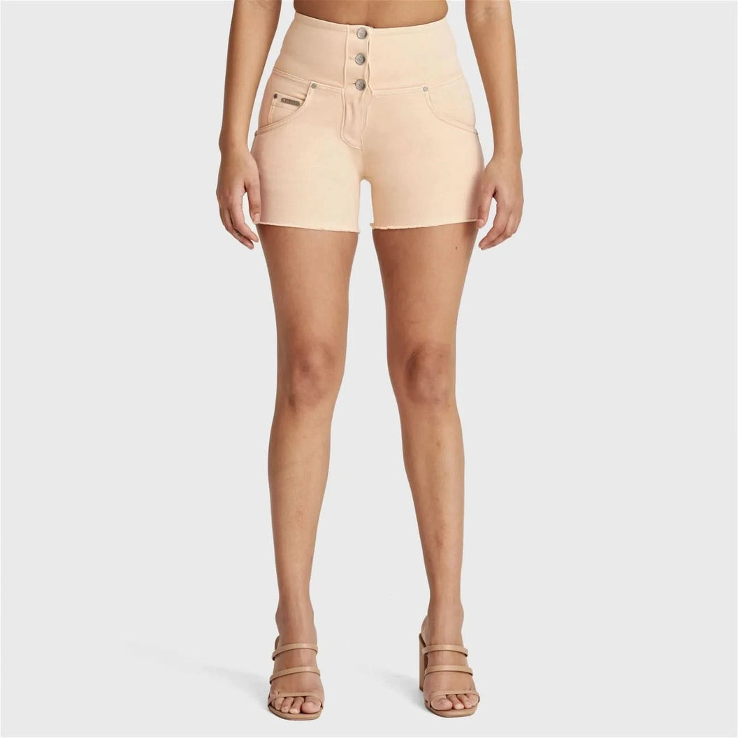 WRUP SNUG Jeans - 3 Button High Waisted - Shorts - Beige