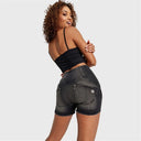 WRUP SNUG Jeans - 3 Button High Waisted - Shorts - Black + Black Stitching