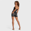 WRUP SNUG Jeans - 3 Button High Waisted - Shorts - Black + Black Stitching