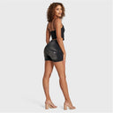 WRUP SNUG Jeans - 3 Button High Waisted - Shorts - Black + Black Stitching