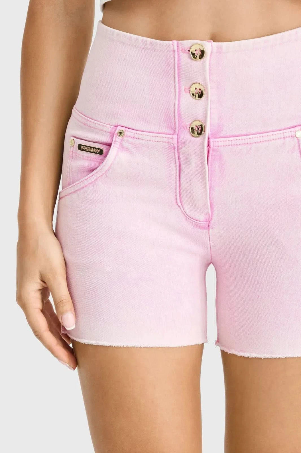 WRUP SNUG Jeans - 3 Button High Waisted - Shorts - Pink Sorbet