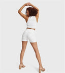 WRUP SNUG Jeans - 3 Button High Waisted - Shorts - White