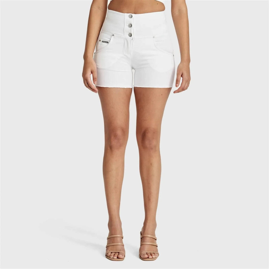 WRUP SNUG Jeans - 3 Button High Waisted - Shorts - White