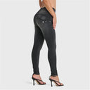 WRUP SNUG Jeans - High Waisted - Full Length - Black + Black Stitching