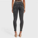 WRUP SNUG Jeans - High Waisted - Full Length - Washed Black + Black Stitching