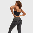 WRUP SNUG Jeans - High Waisted - Full Length - Washed Black + Black Stitching