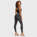 WRUP SNUG Jeans - High Waisted - Full Length - Washed Black + Black Stitching