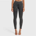 WRUP SNUG Jeans - High Waisted - Full Length - Washed Black + Black Stitching