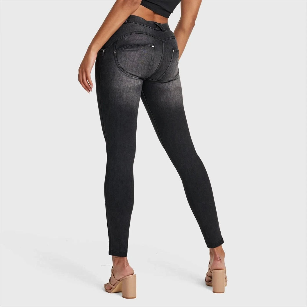 WRUP SNUG Jeans - Mid Rise - Full Length - Black + Black Stitching