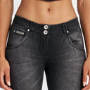 WRUP SNUG Jeans - Mid Rise - Full Length - Black + Black Stitching