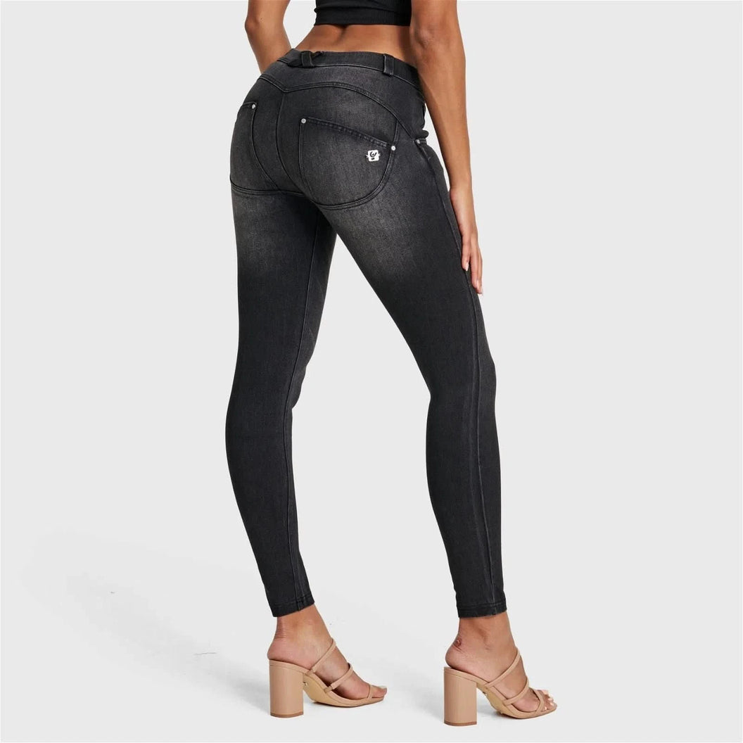 WRUP SNUG Jeans - Mid Rise - Full Length - Black + Black Stitching