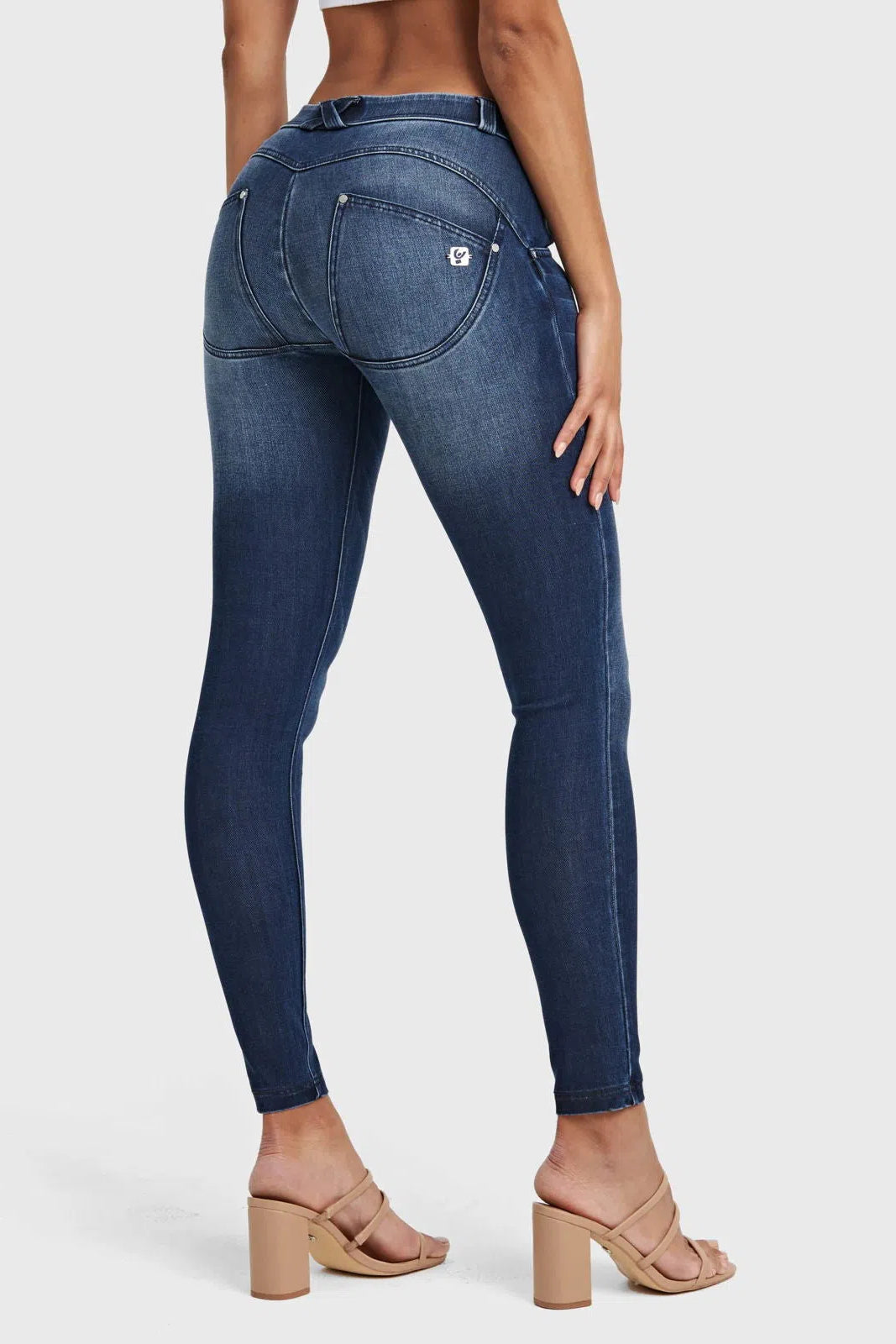WRUP SNUG Jeans - Mid Rise - Full Length - Dark Blue + Blue Stitching 2