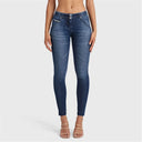 WRUP SNUG Jeans - Mid Rise - Full Length - Dark Blue + Blue Stitching