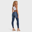 WRUP SNUG Jeans - Mid Rise - Full Length - Dark Blue + Blue Stitching