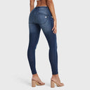WRUP SNUG Jeans - Mid Rise - Full Length - Dark Blue + Blue Stitching