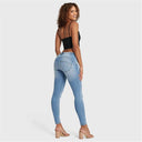 WRUP SNUG Jeans - Mid Rise - Full Length - Light Blue + Yellow Stitching