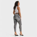 WRUP SNUG Ripped Jeans - High Waisted - Petite Length - Grey Stonewash + Grey Stitching