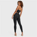 WRUP SNUG Ripped Jeans - High Waisted - Full Length - Coated Black + Black Stitching