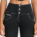 WRUP SNUG Ripped Jeans - High Waisted - Full Length - Coated Black + Black Stitching