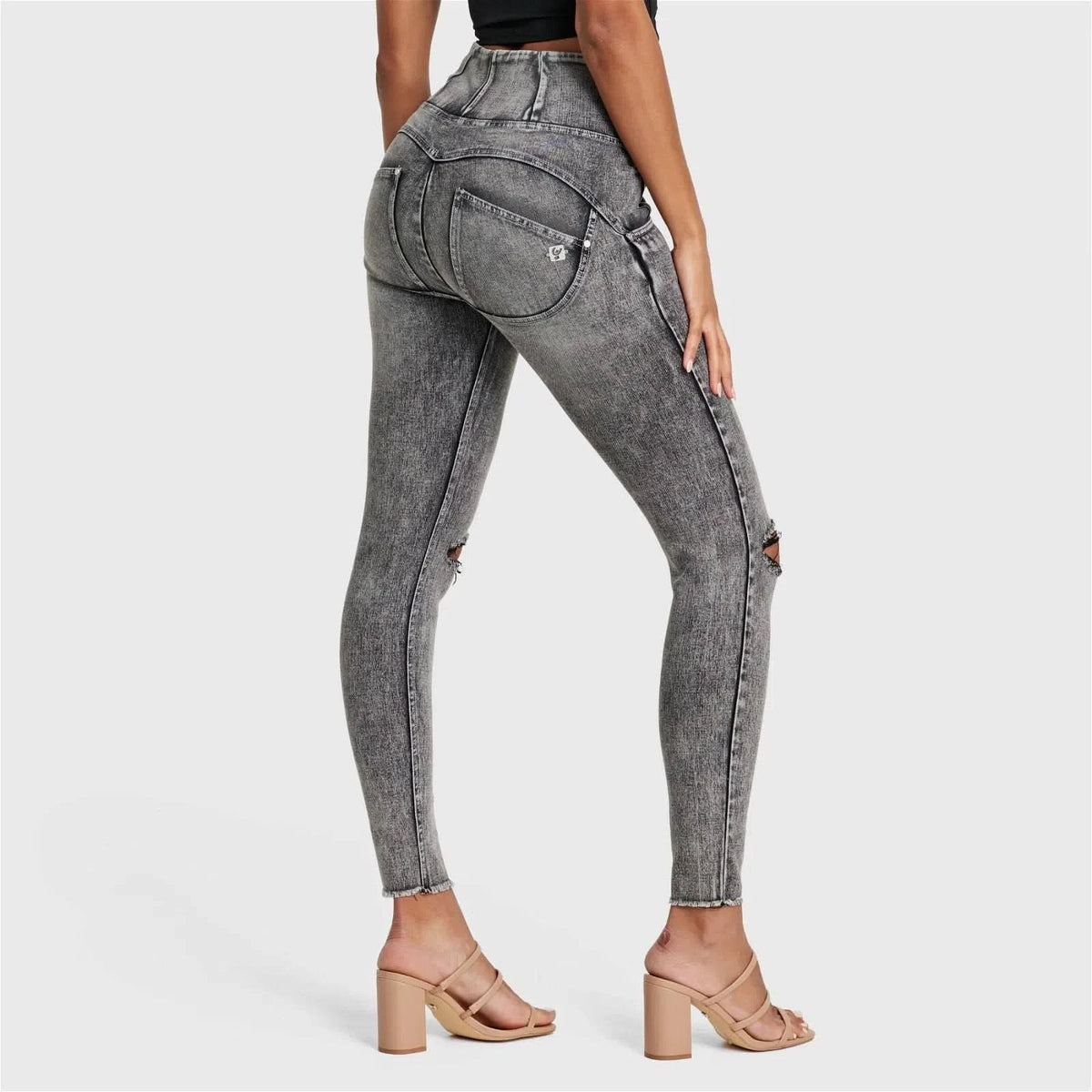 Grey Stonewash Grey Stitching High Waisted Full Length WRUP SNUG
