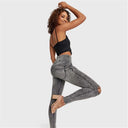 WRUP SNUG Ripped Jeans - High Waisted - Full Length - Grey Stonewash + Grey Stitching