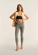 WRUP Denim with Elastane Side - High Waisted - Full Length - Grey + Black Stitching