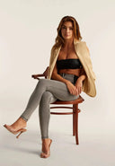 WRUP Denim with Elastane Side - High Waisted - Full Length - Grey + Black Stitching