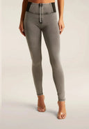 WRUP Denim with Elastane Side - High Waisted - Full Length - Grey + Black Stitching