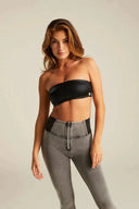 WRUP Denim with Elastane Side - High Waisted - Full Length - Grey + Black Stitching