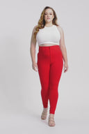 WRUP Curvy Fashion - Zip High Waisted - 7/8 Length - Red