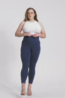 WRUP Curvy Fashion - Zip High Waisted - 7/8 Length - Navy Blue