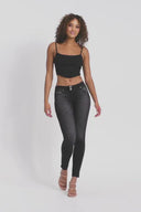 WRUP SNUG Jeans - Mid Rise - Full Length - Black + Black Stitching