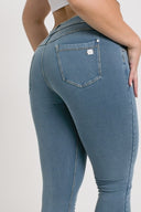 N.O.W® Denim - High Waisted - Full Length - Light Blue + Yellow Stitching