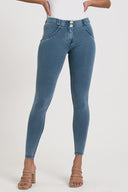 WRUP Denim - Mid Rise - Full Length - Light Blue + Blue Stitching