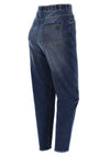 BLACK Denim Mum Jeans - High Waist - 7/8 Length - Dark Blue + Yellow Stitching 1