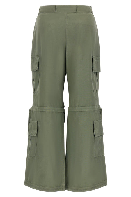 Cargo Pants - High Waisted - Full Length - Military Green