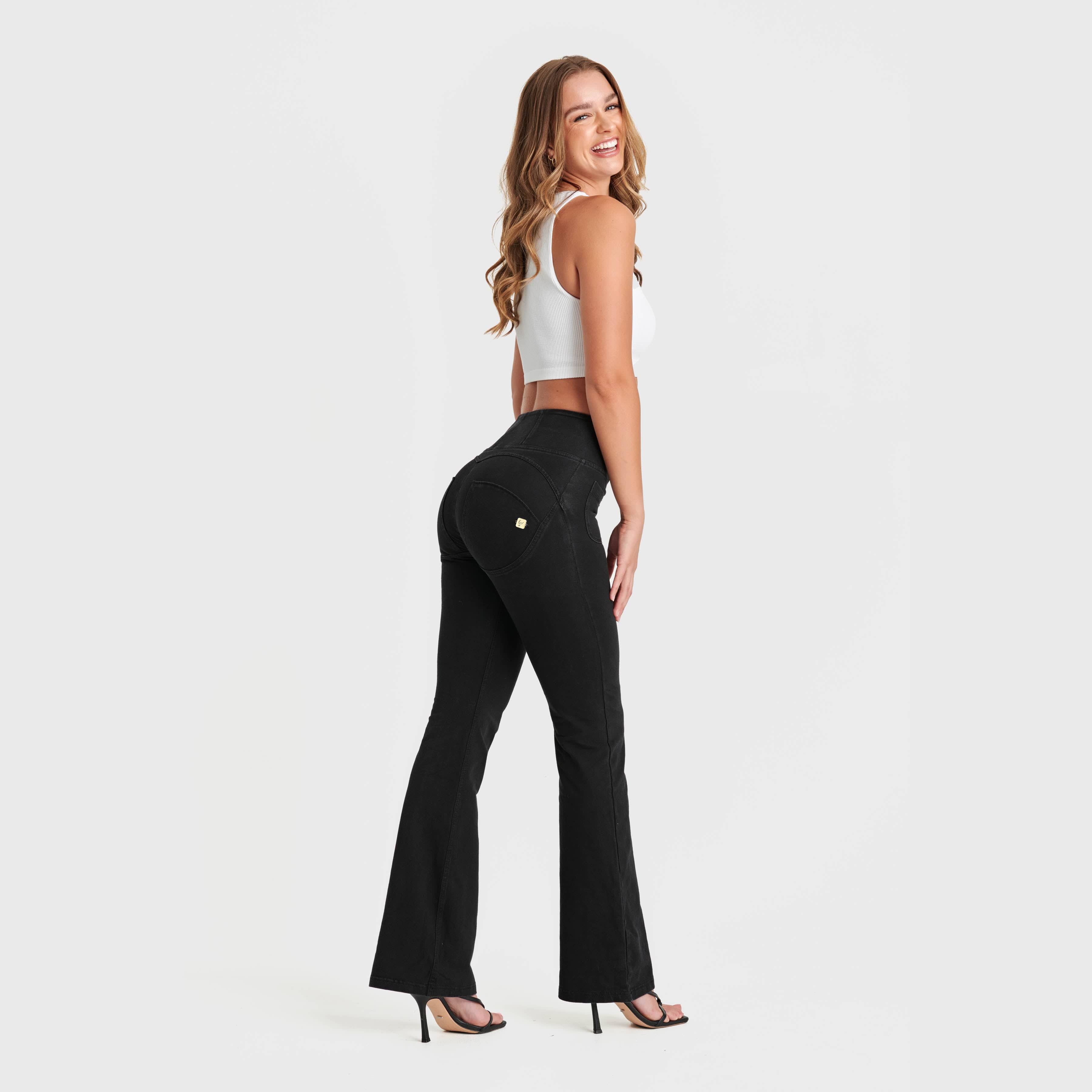 WR.UP® Denim with Front Pockets - Super High Waisted - Flare - Black + Black Stitching 3