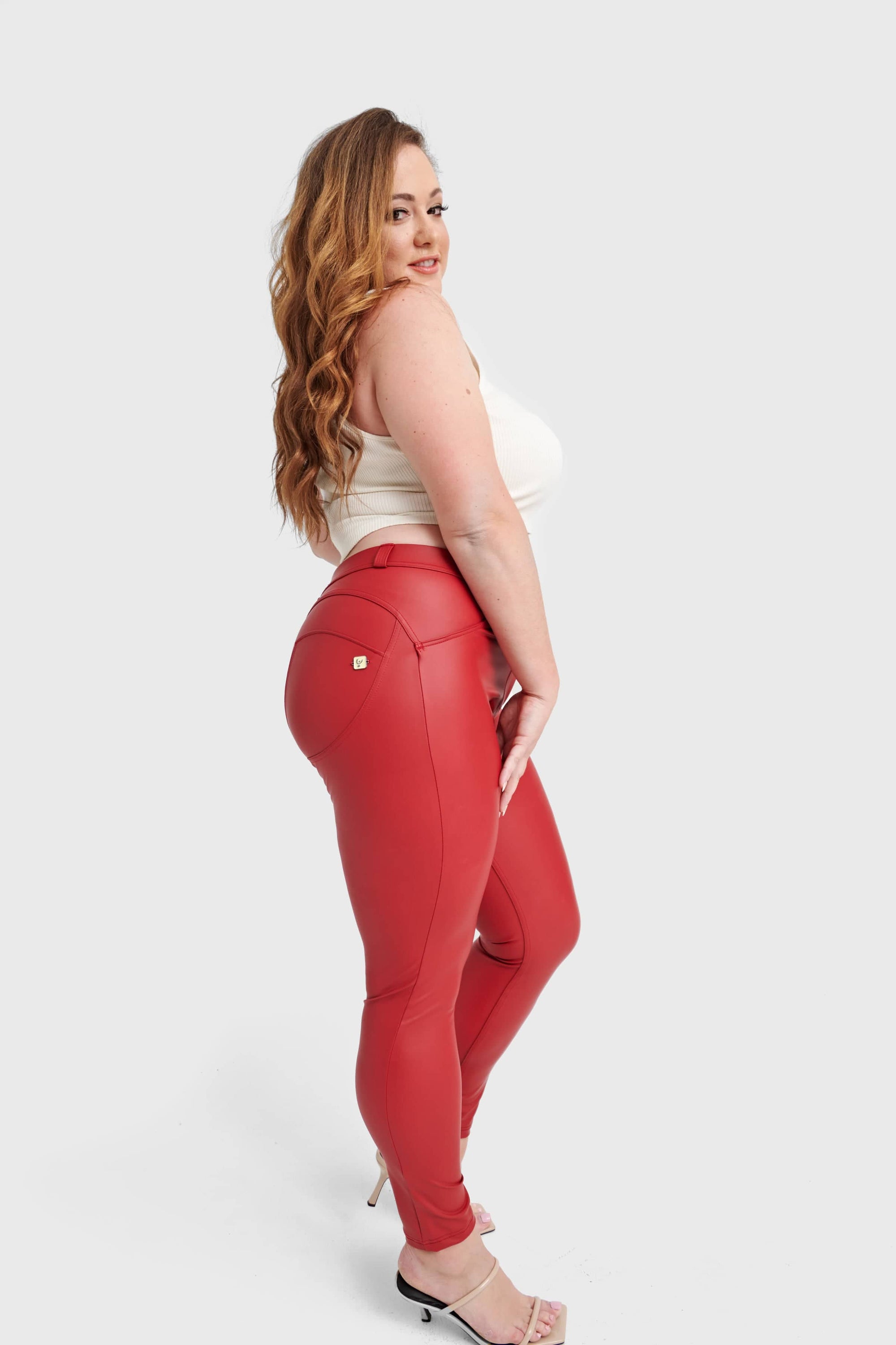 WR.UP® Curvy Faux Leather - High Waisted - Full Length - Red 3