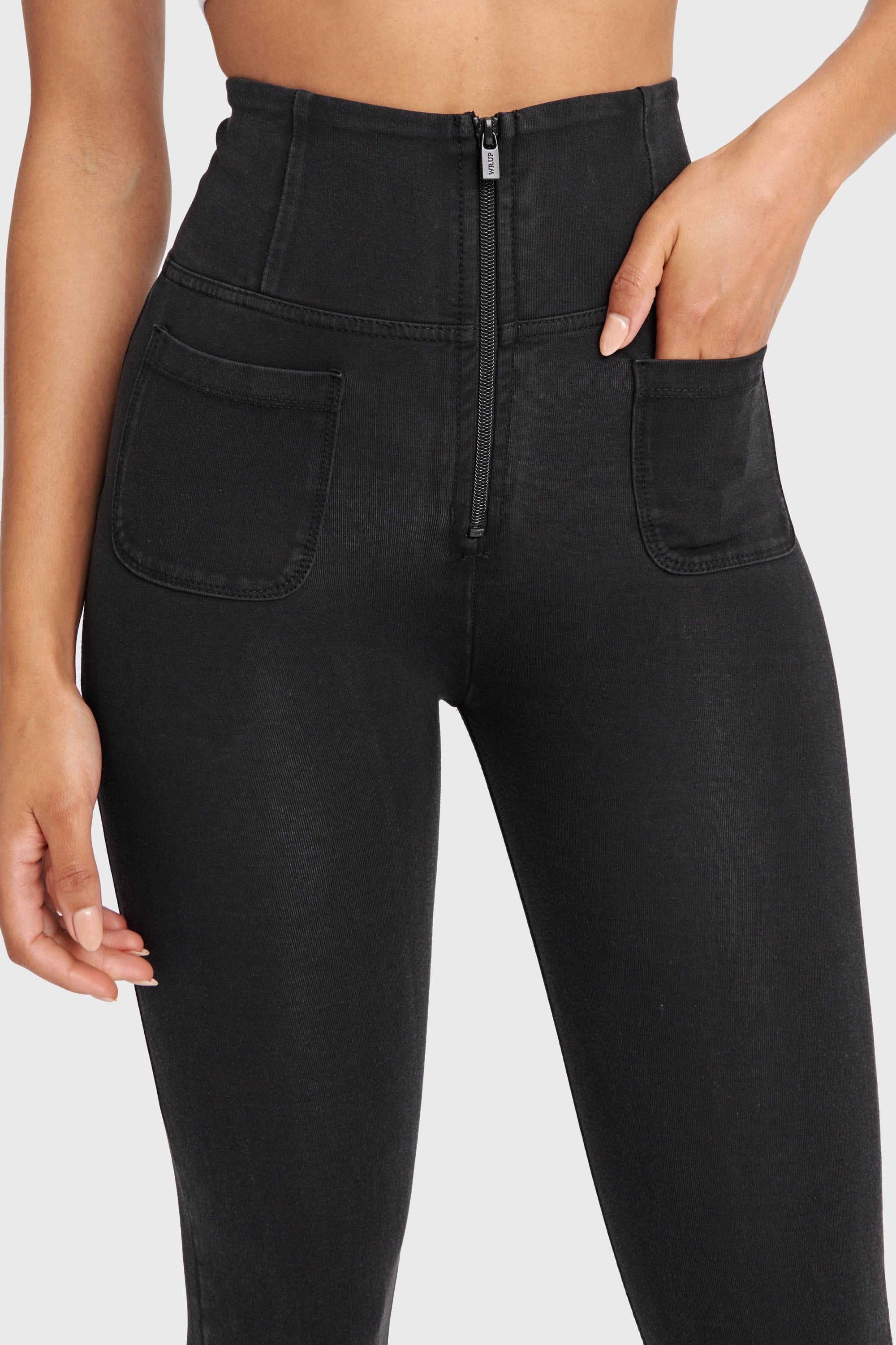 WR.UP® Denim With Front Pockets - Super High Waisted - 7/8 Length - Black + Black Stitching 14