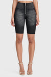 WR.UP® Denim - High Waisted - Biker Shorts - Black + Black Stitching 1