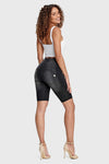 WR.UP® Denim - High Waisted - Biker Shorts - Black + Black Stitching 7