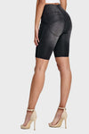 WR.UP® Denim - High Waisted - Biker Shorts - Black + Black Stitching 5
