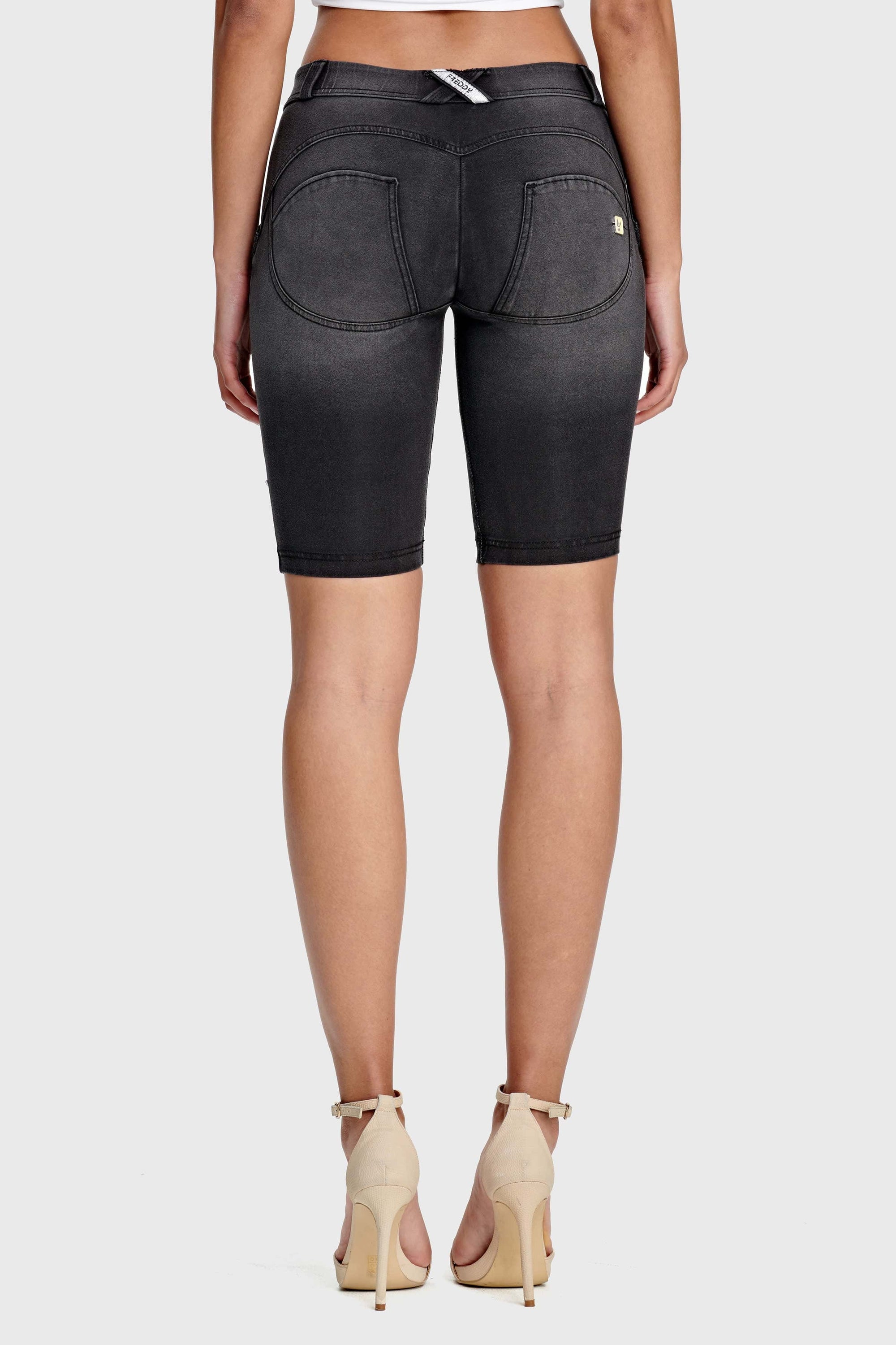 WR.UP® Denim - Mid Rise - Biker Shorts - Black + Black Stitching 4